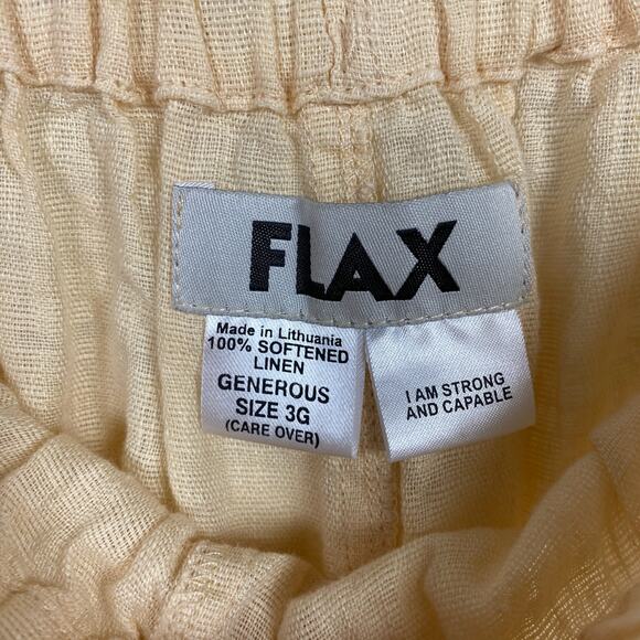 FLAX Butter Yellow Softened Linen Pull On Elastic Waist Pants Sz.3G(24-26W) - Picture 4 of 9